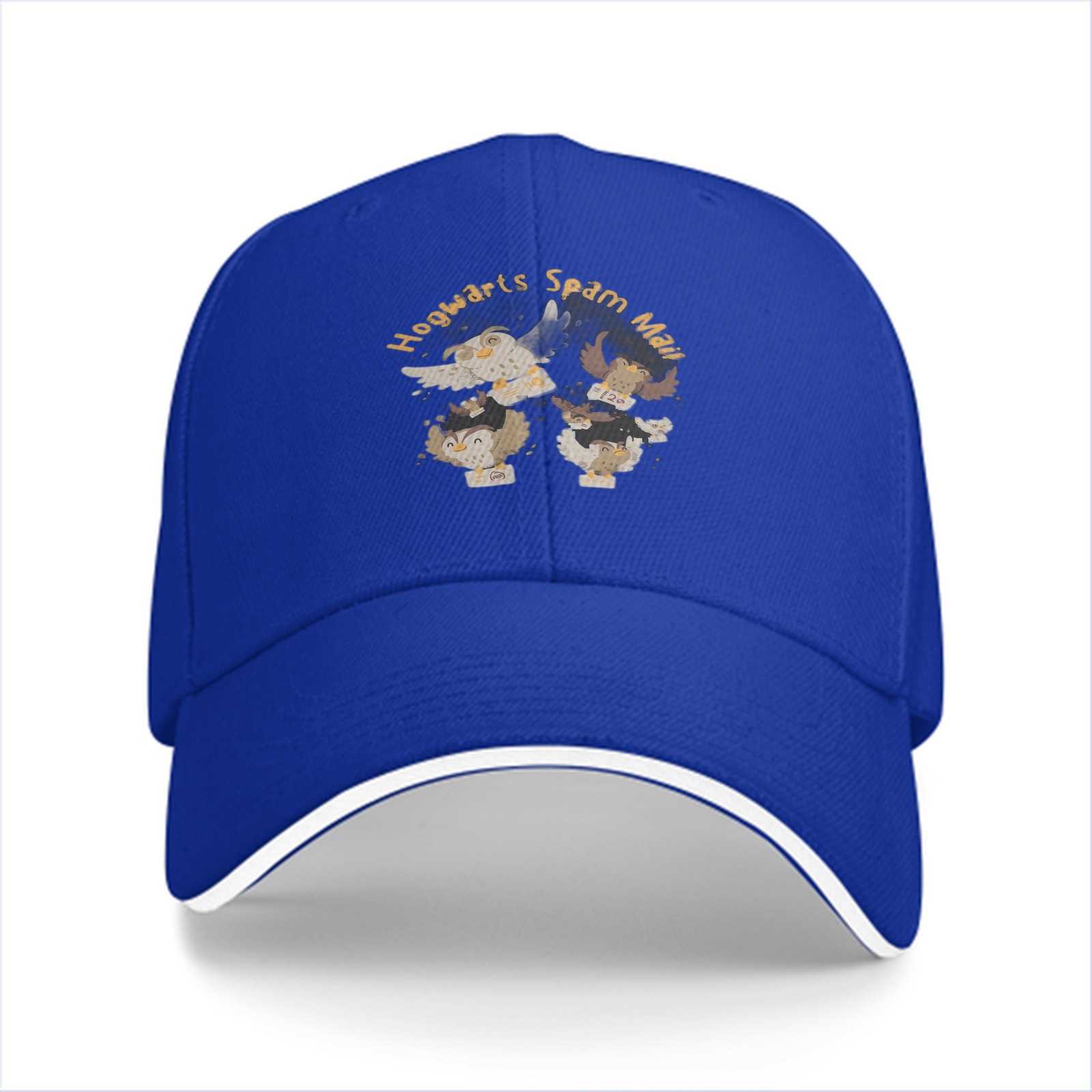 Black baseball cap with Hogwarts Spam Mail owl graphic