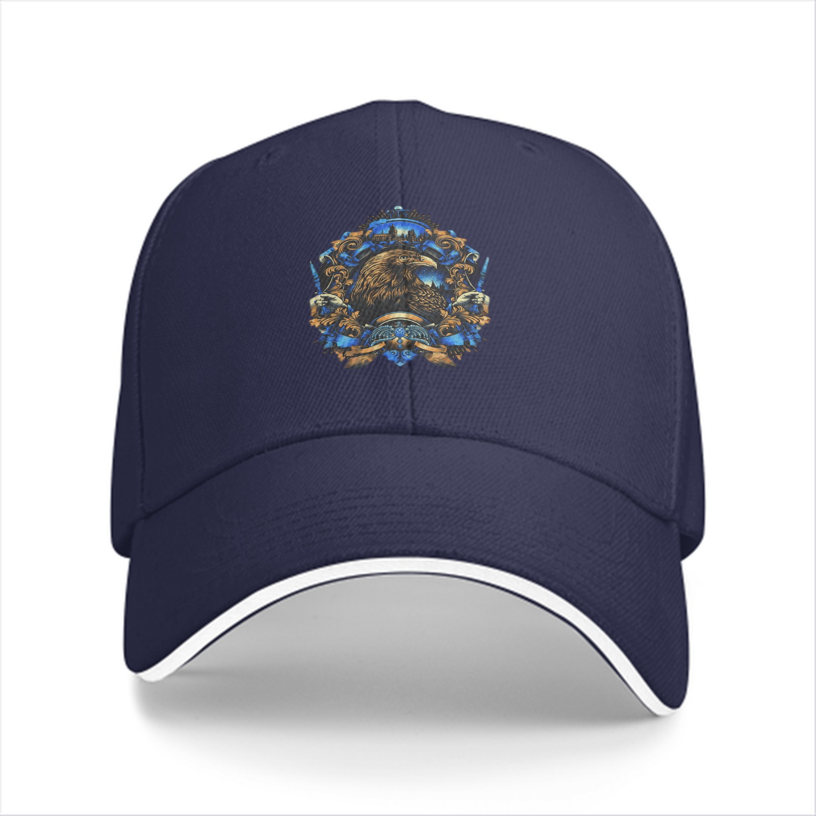 Black Baseball Cap With Detailed Eagle Crest Graphic