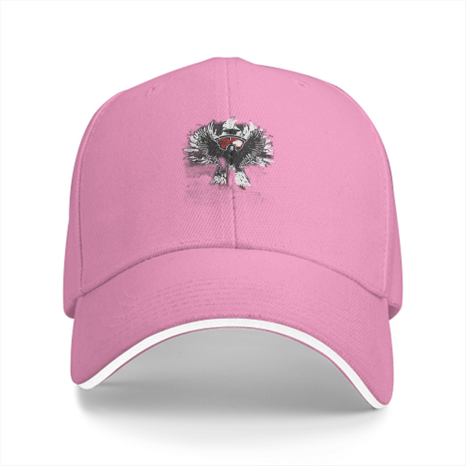 Black Baseball Cap With Spread Winged Eagle Graphic Design