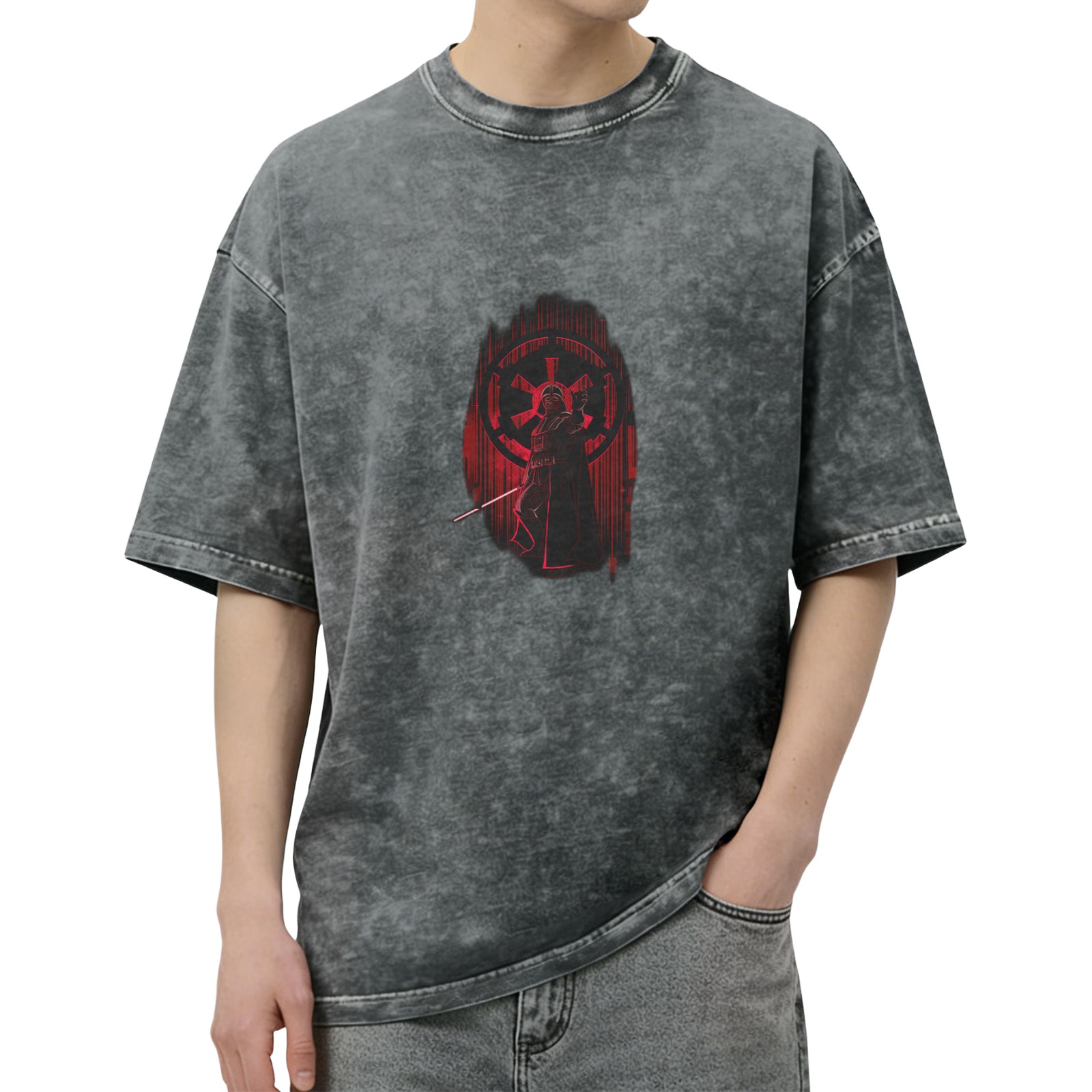 Star Wars Sith Imperial Emblem Graphic Acid Wash T-Shirt