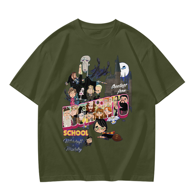 Olive T-Shirt With Harry Potter Themed Character Print