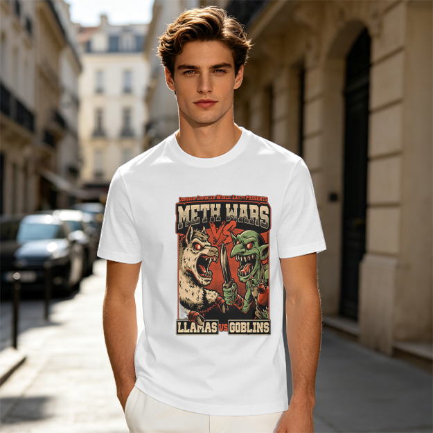 Meth Wars Llamas vs Goblins Graphic T-Shirt