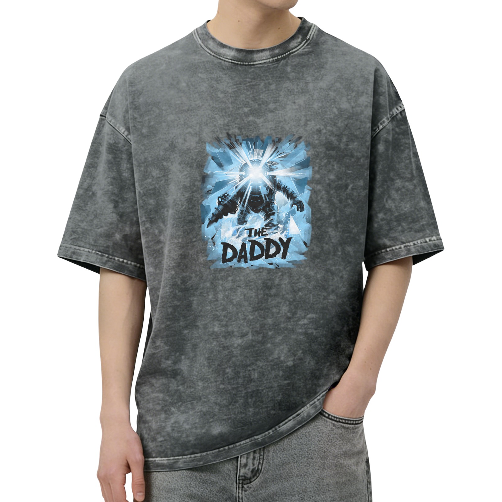 Men's Oversized Vintage Wash Graphic T-Shirt 'The Daddy' (Bioshock Big Daddy Inspired)