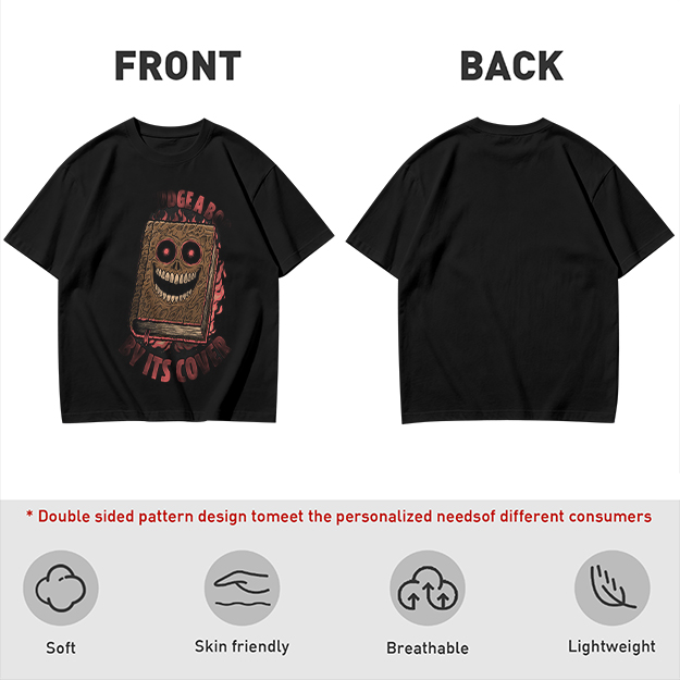 Olive T-Shirt With Evil Monster Book Graphic Design