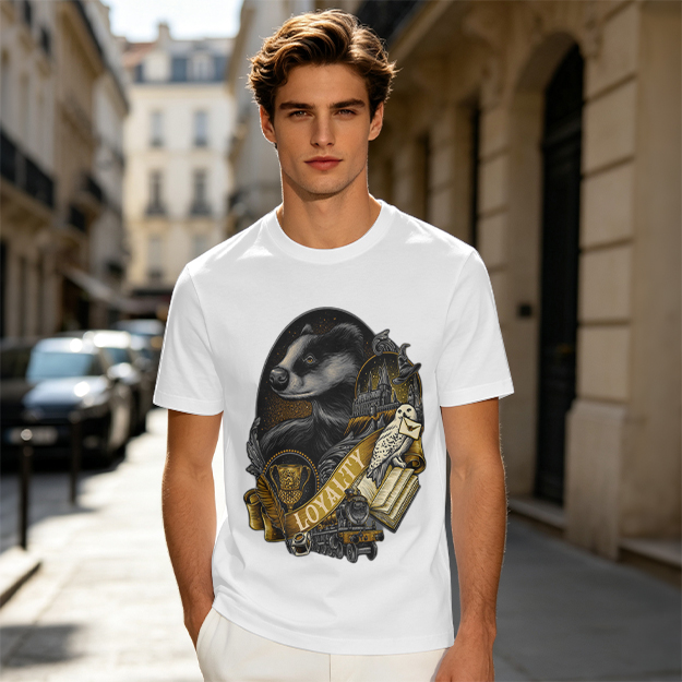 Olive Green Hufflepuff Loyalty Badger Graphic T-Shirt