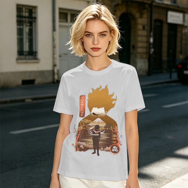 Anime Hero Graphic Olive Green Short Sleeve T-Shirt
