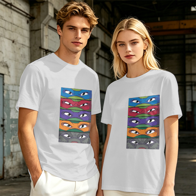 Olive T-Shirt with Teenage Mutant Ninja Turtles Masks Print