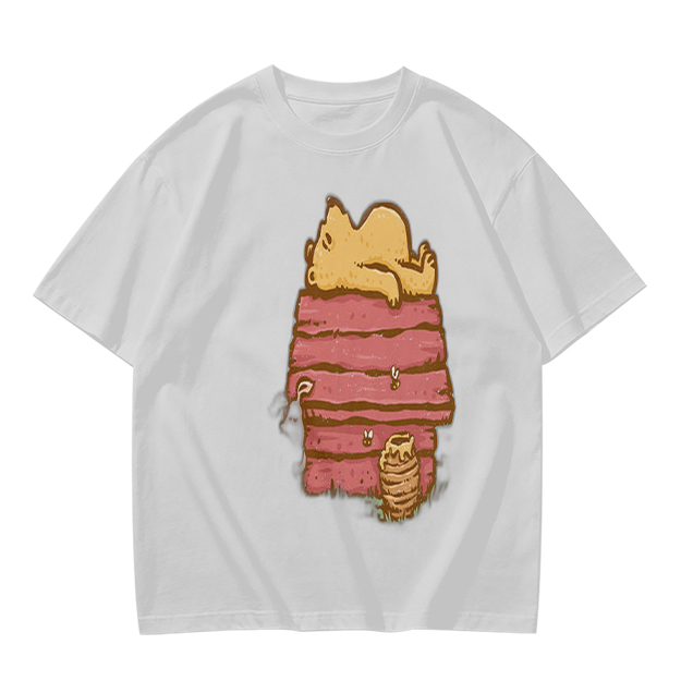 Olive T-Shirt with Bear Napping on Honey Pot Print