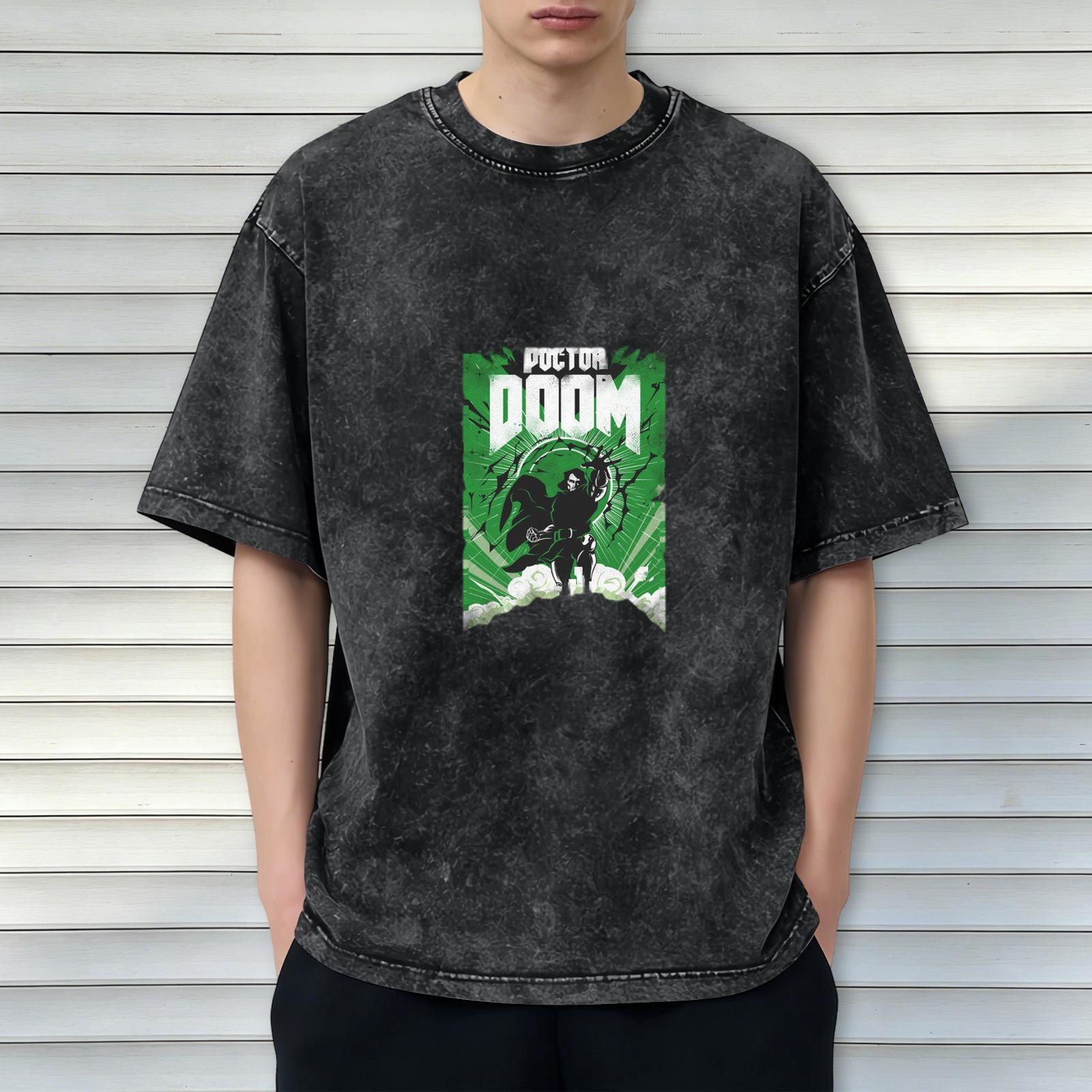 Doctor Doom Graphic Stonewashed Black T-Shirt