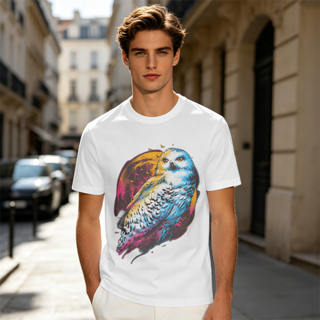 Owl Graphic Print Dark Green Casual T-Shirt