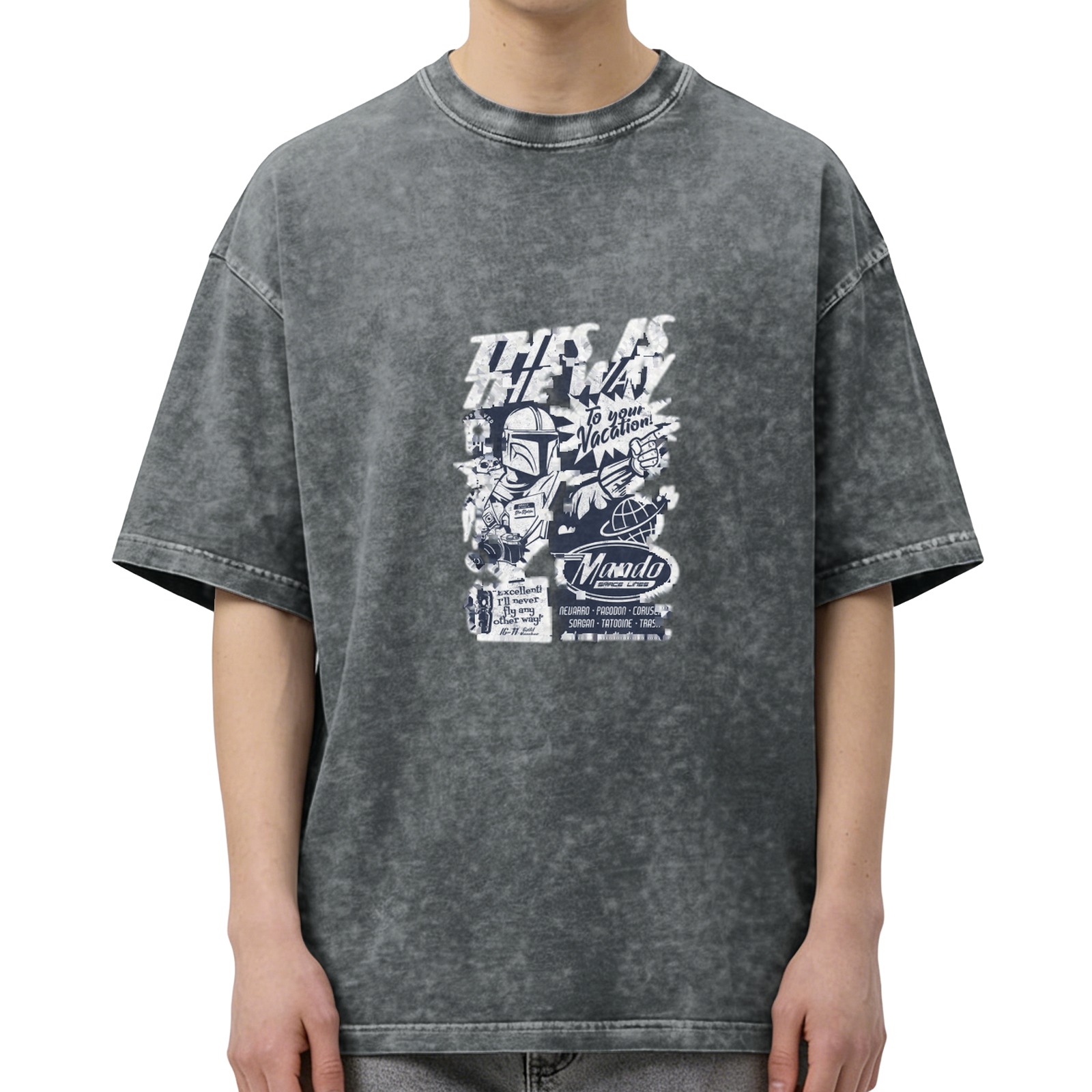 Washed Black Graphic T-Shirt with This Is The Way Vacation Design