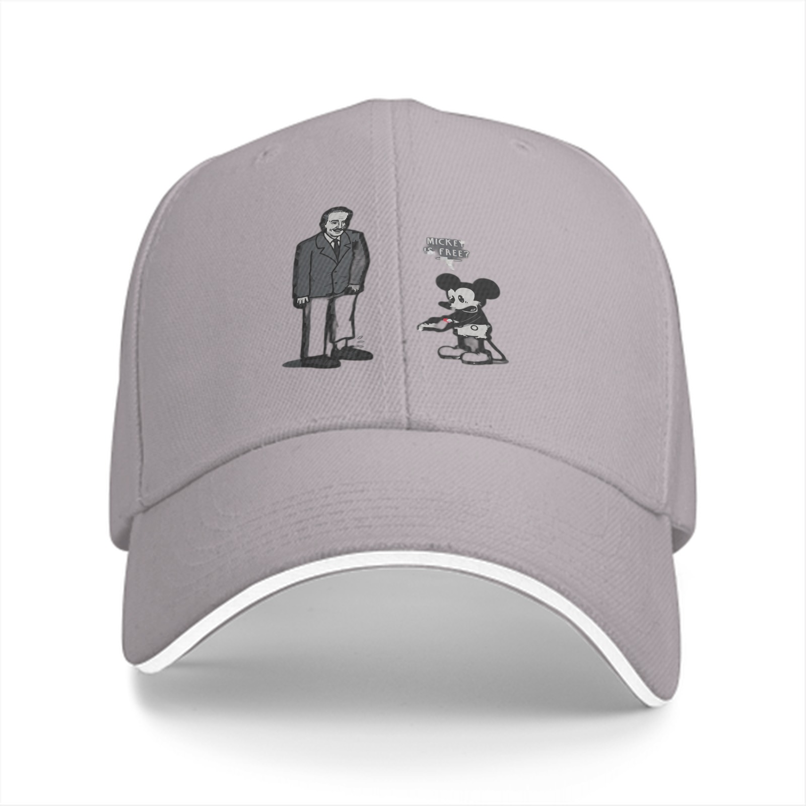 Black baseball cap with Mickey and Einstein graphic print
