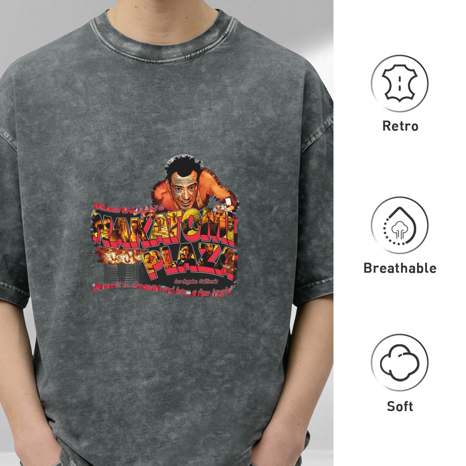 Die Hard Nakatomi Plaza Graphic Acid Wash T-Shirt