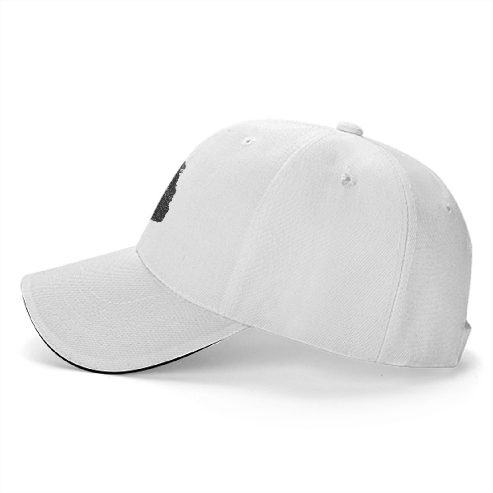 Black Baseball Cap With Distressed Punisher Skull Graphic