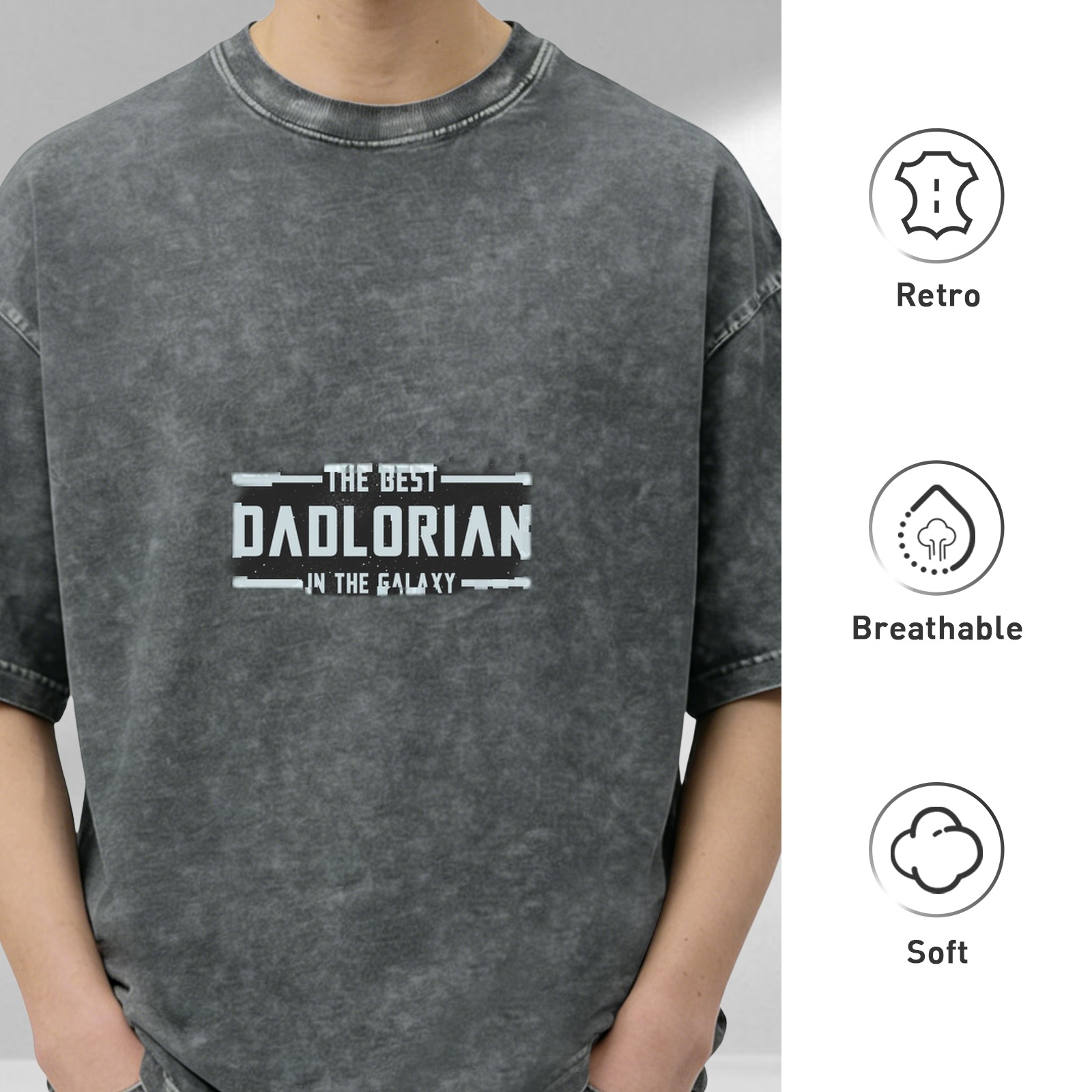 Best Dadlorian In The Galaxy Dark Wash Graphic T-Shirt
