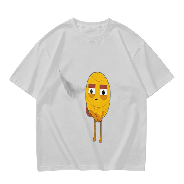 Olive T-Shirt With Sad Yellow Cartoon Character Print
