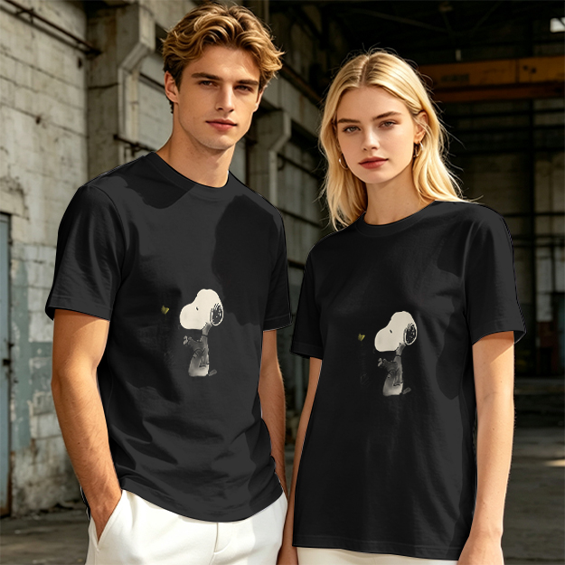 Olive Green T-Shirt With Snoopy Graphic Print