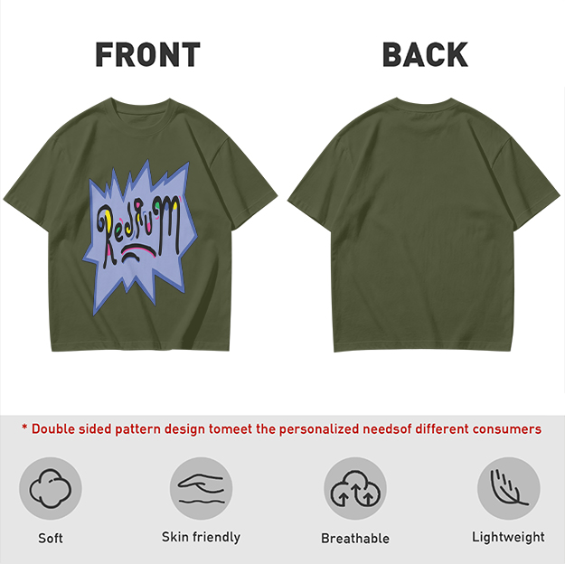 Olive Green T-Shirt With Playful Redrum Graphic Print