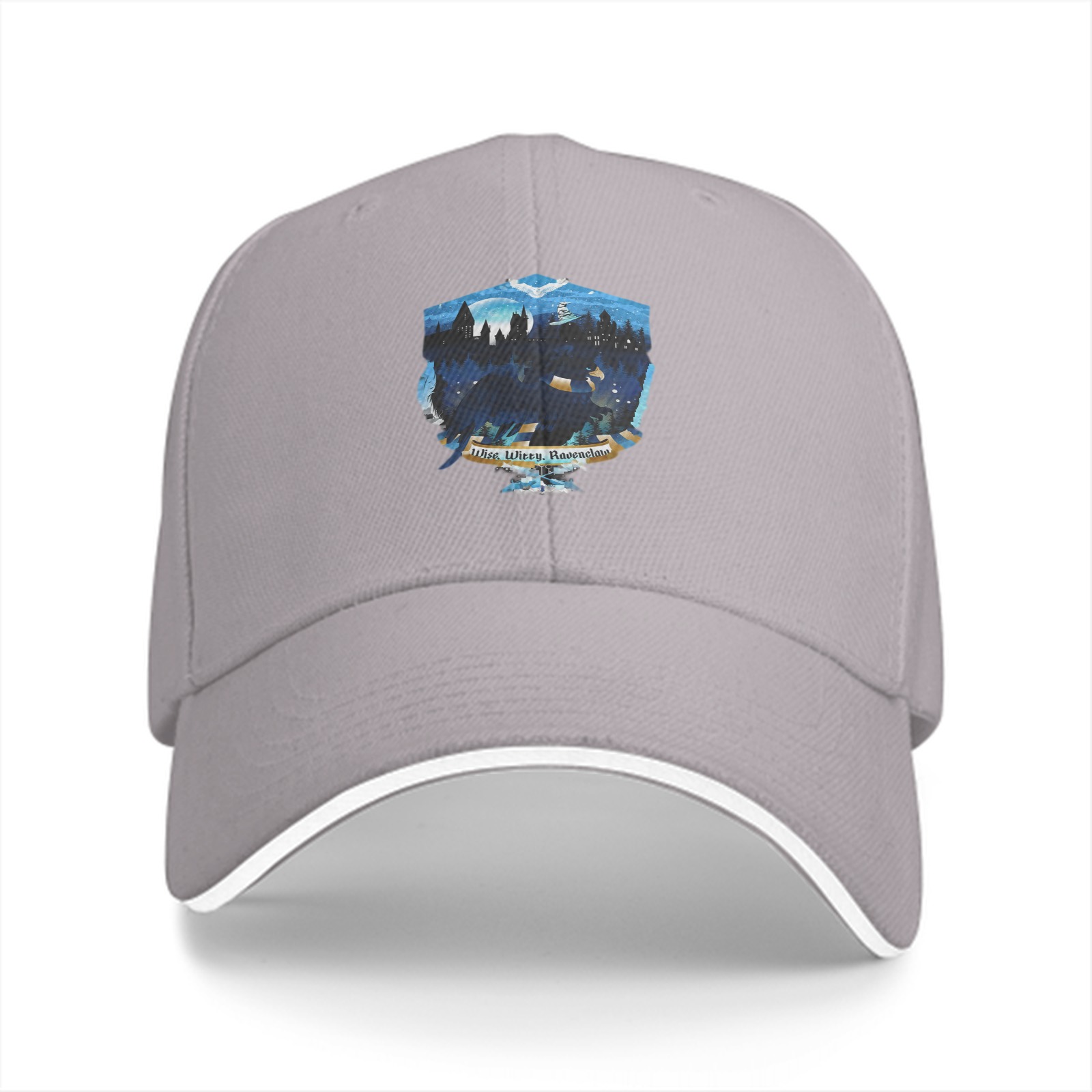 Black Baseball Cap With Night Castle Landscape Graphic Print