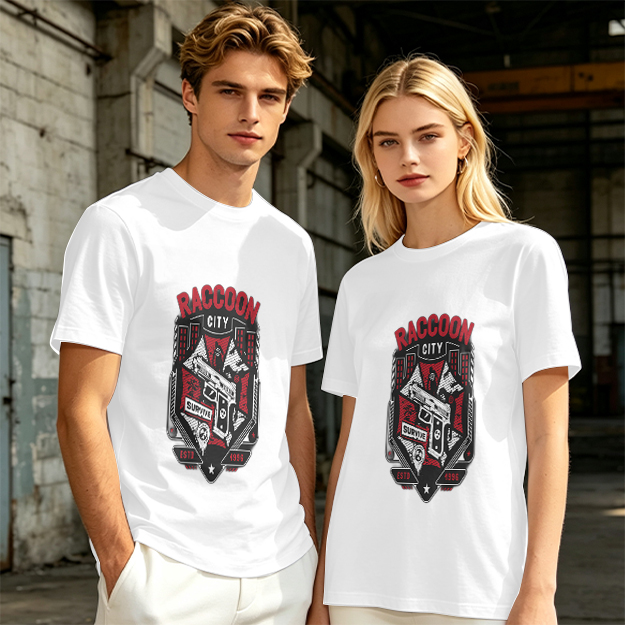 Olive T-Shirt With Raccoon City Gun Graphic Print