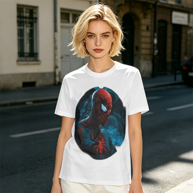 Olive Green T-Shirt with Dark Artistic Spider-Man Print