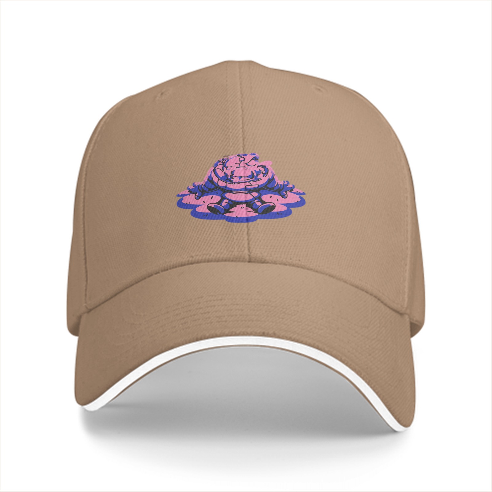 Black Baseball Cap With Pink Purple Slime Monster Graphic