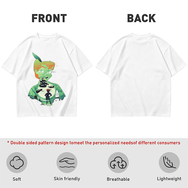 Olive T-shirt with Peter Pan Silhouette Artwork
