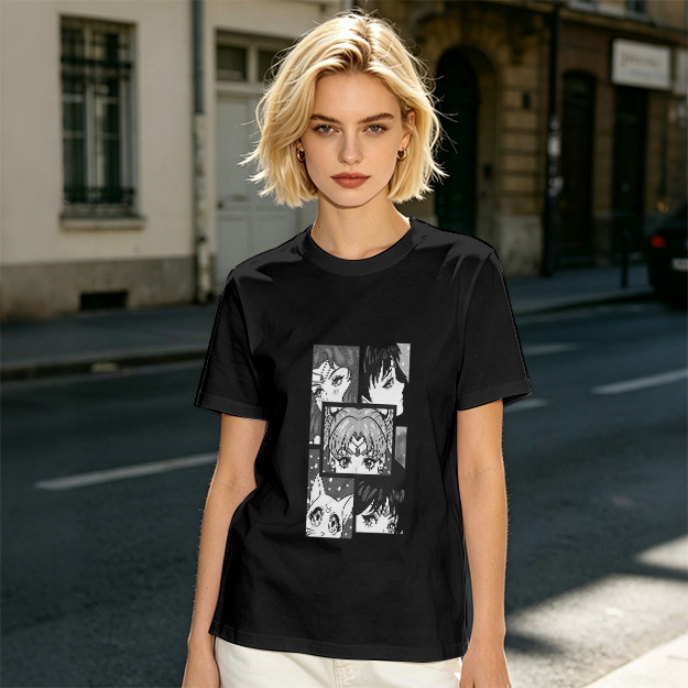 Olive Anime Character Panel Print Short Sleeve T-Shirt
