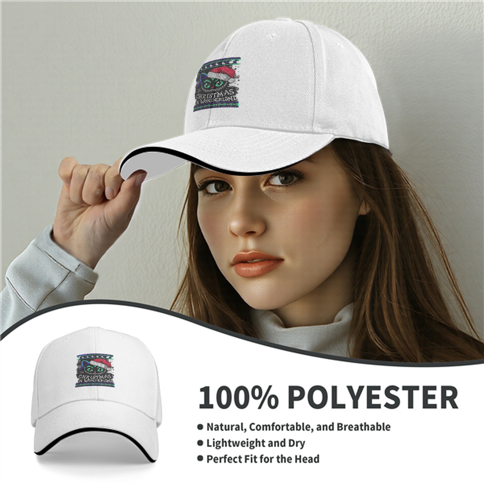Christmas In Wonderland Cat Santa Hat Baseball Cap
