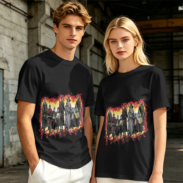 Olive Green T-Shirt With Fantasy Fellowship Group Graphic Print