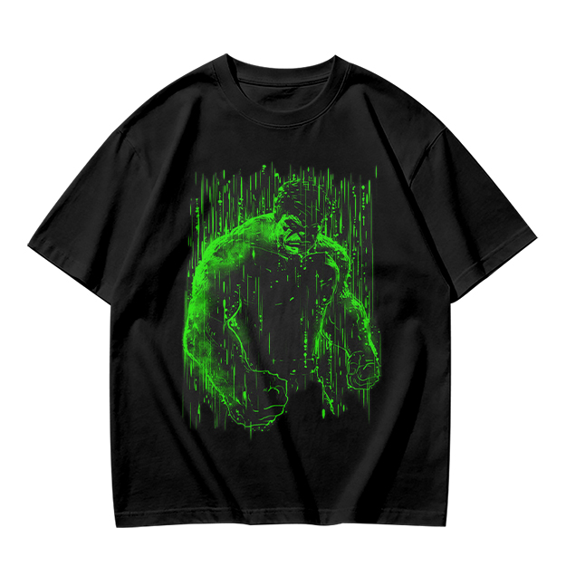 Olive Green T-Shirt With Glowing Green Hulk Graphic Print