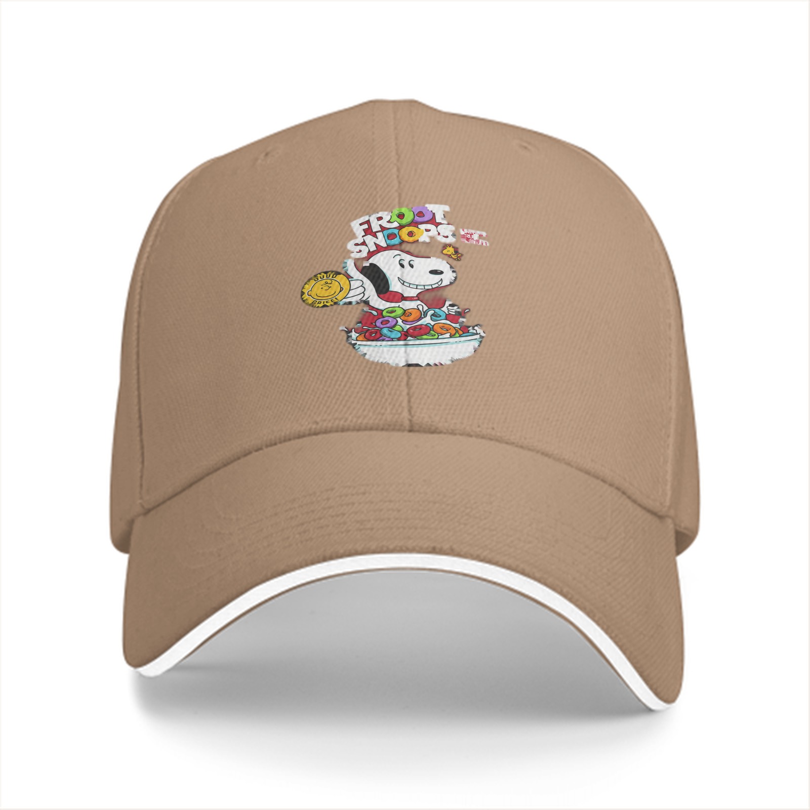 Black baseball cap with Froot Snoops Snoopy cereal graphic
