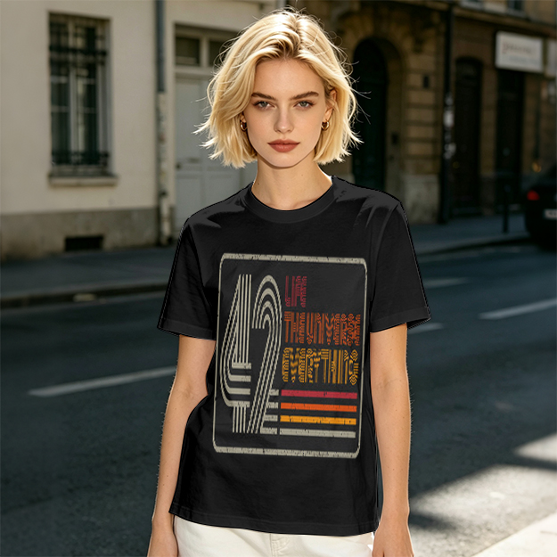 42 Life The Universe Everything Retro Graphic Olive T-Shirt