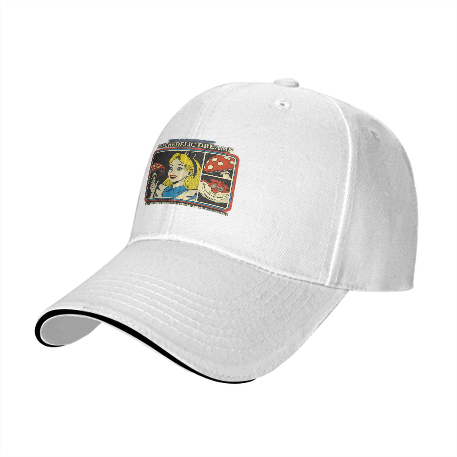 Psychedelic Dreams Alice in Wonderland Graphic Baseball Cap