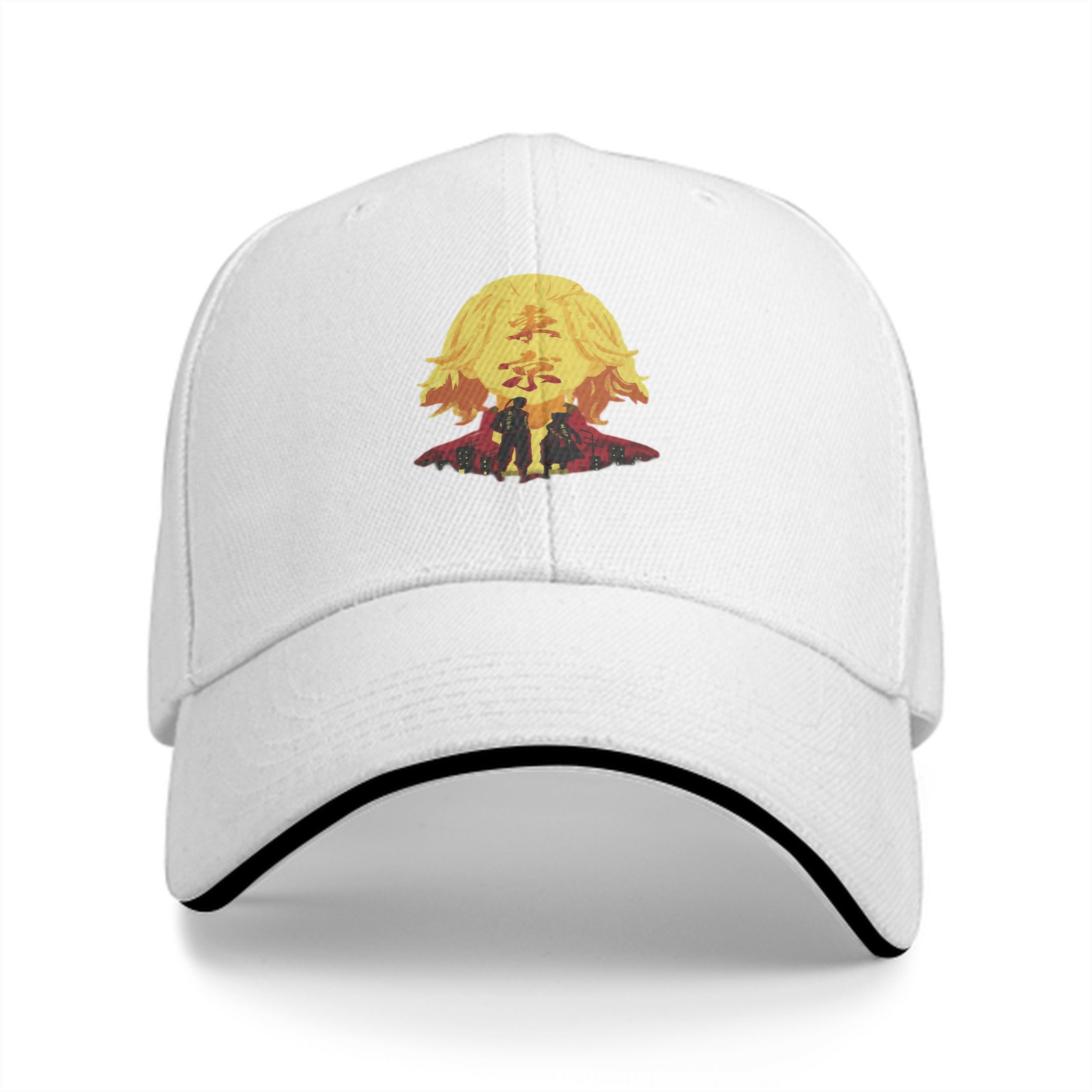Black baseball cap with Tokyo Revengers anime graphic print