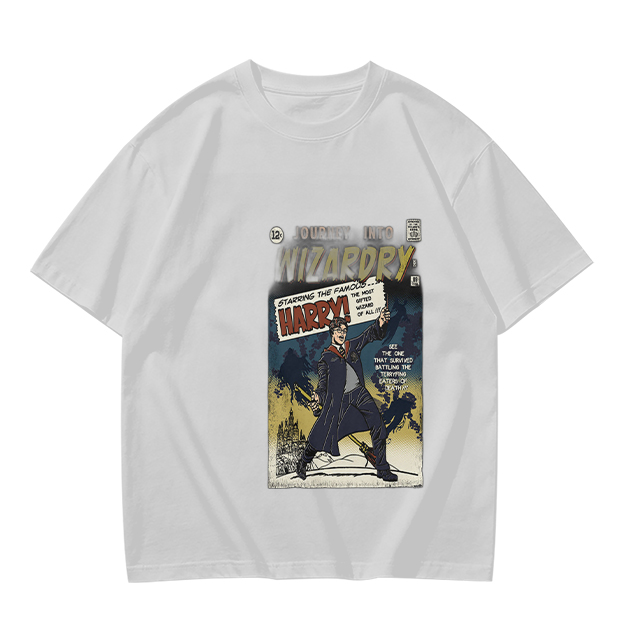 Olive T-Shirt With Wizardry Comic Style Harry Print