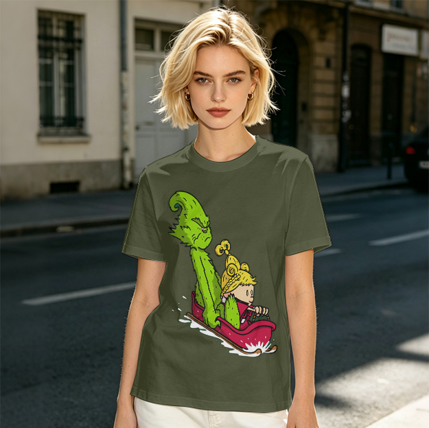 Grinch and Cindy Lou Who Sledding Graphic T-Shirt