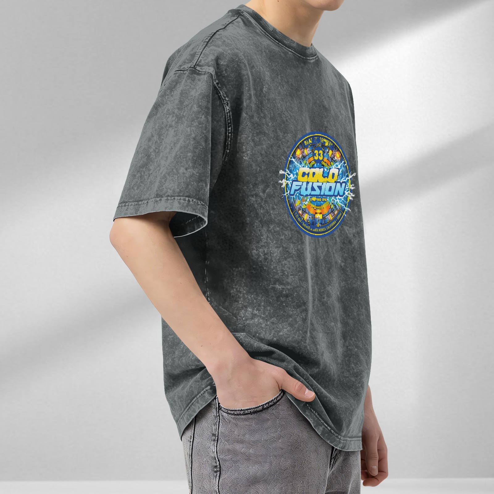 Washed black graphic t-shirt with Cold Fusion 33 design