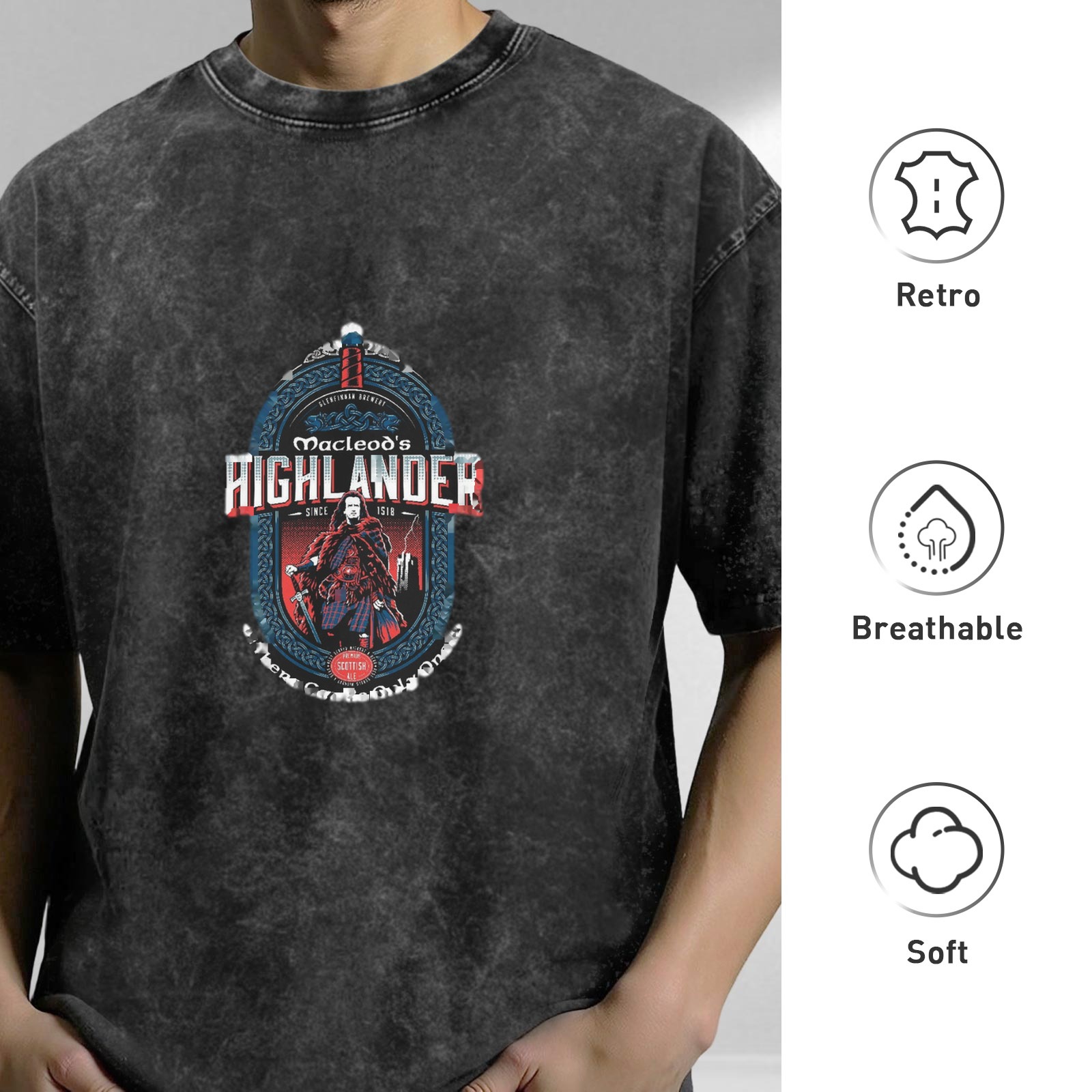 Macleod's Highlander Vintage Wash Graphic T-Shirt