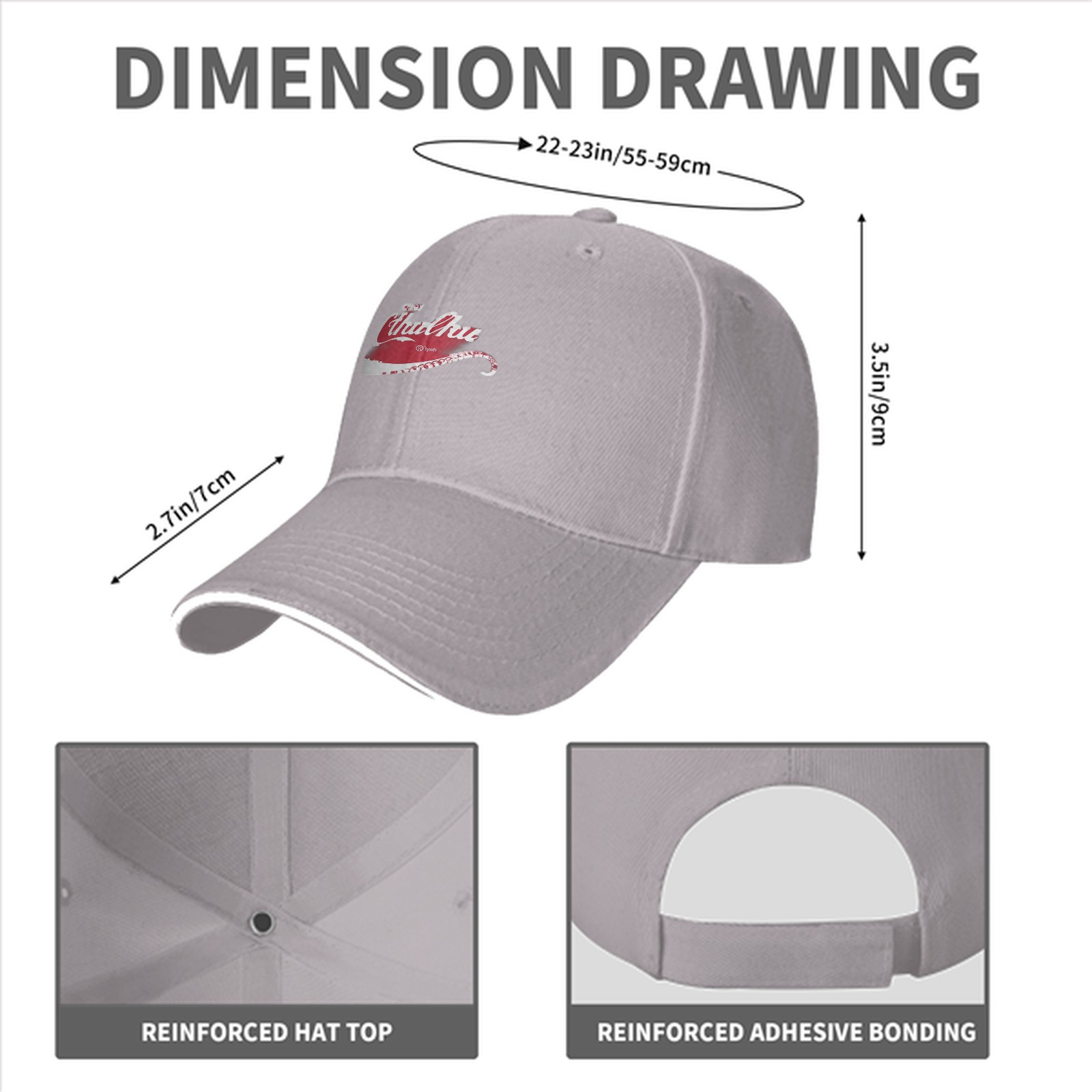 Black Baseball Cap with Cthulhu Themed Graphic Print