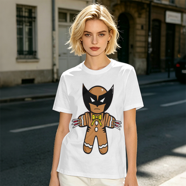 Olive T-Shirt With Gingerbread Wolverine Superhero Print