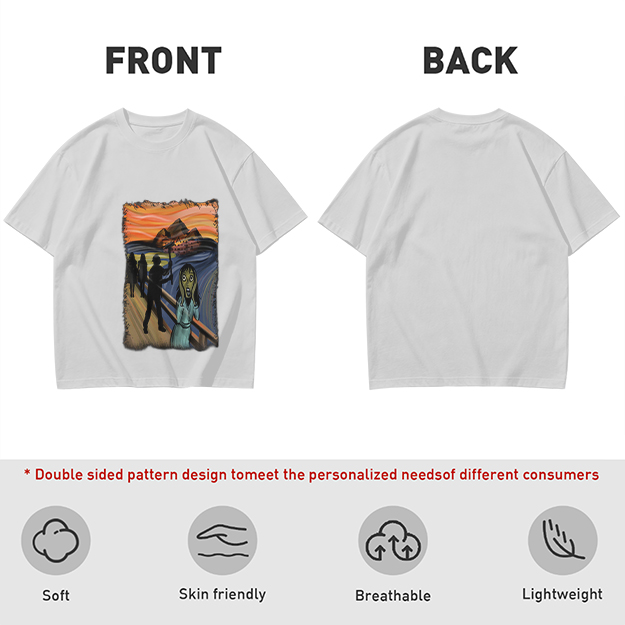 Olive T-shirt with The Scream Parody Art Print
