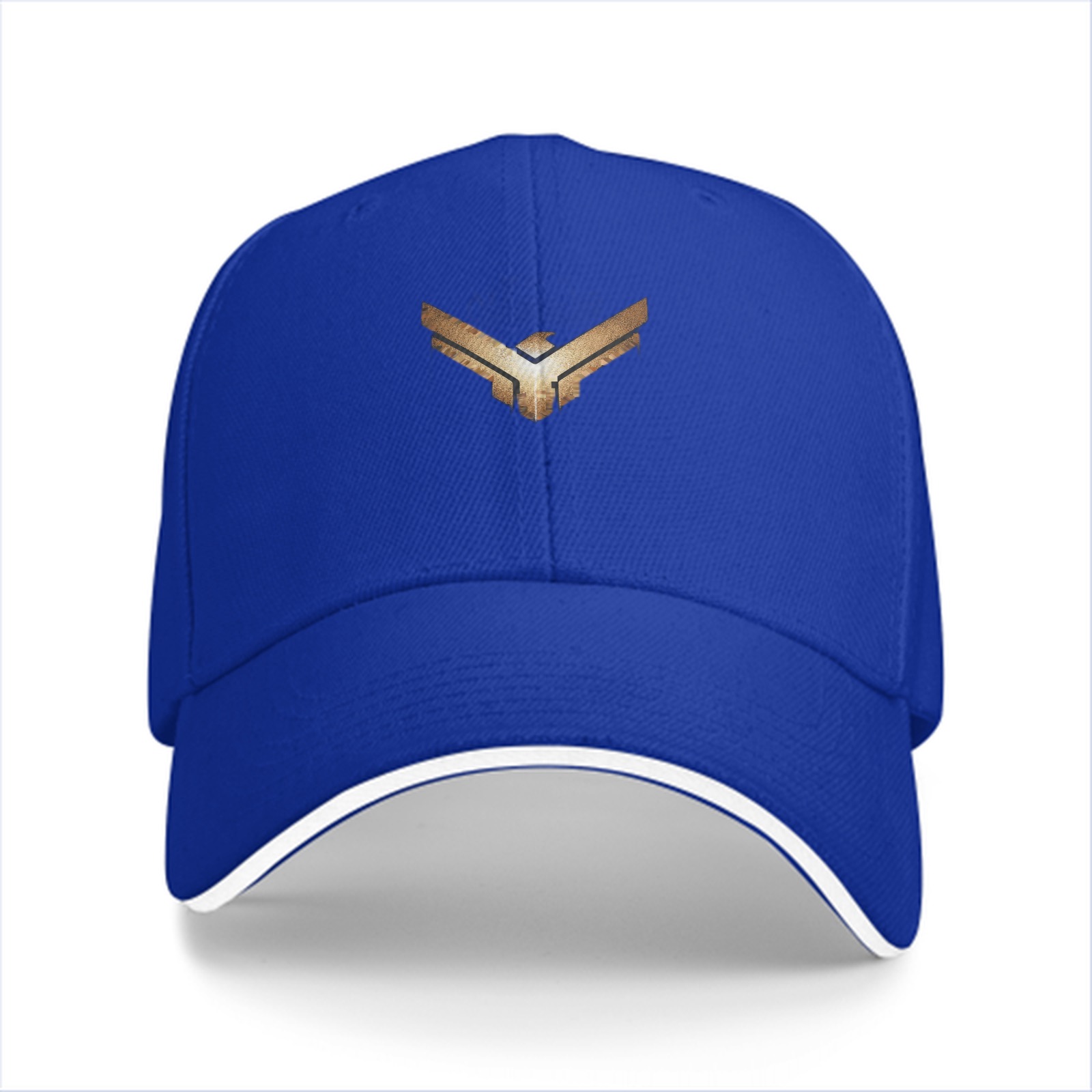 Black Baseball Cap With Gold Winged Emblem Design
