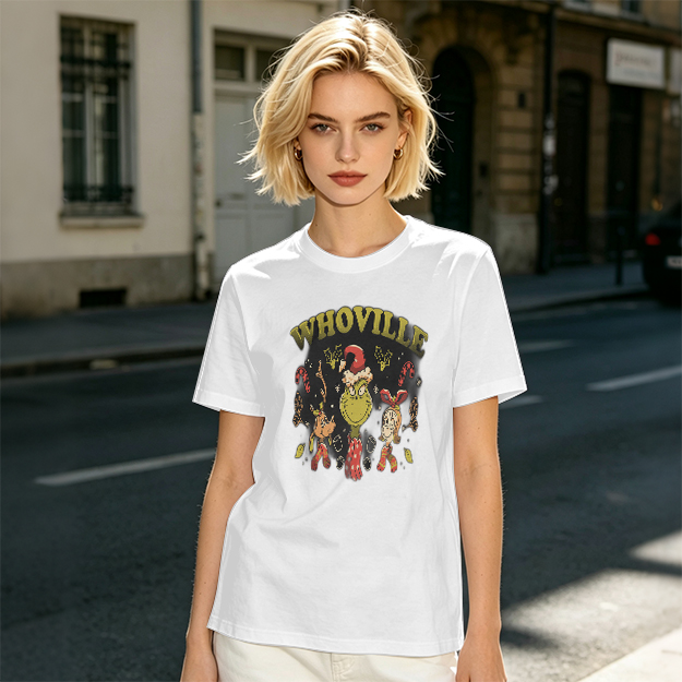 Whoville Christmas Themed T-Shirt with Grinch and Friends