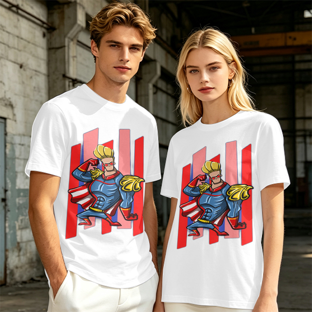 Olive T-Shirt With Cartoon Superhero Character Graphic Print