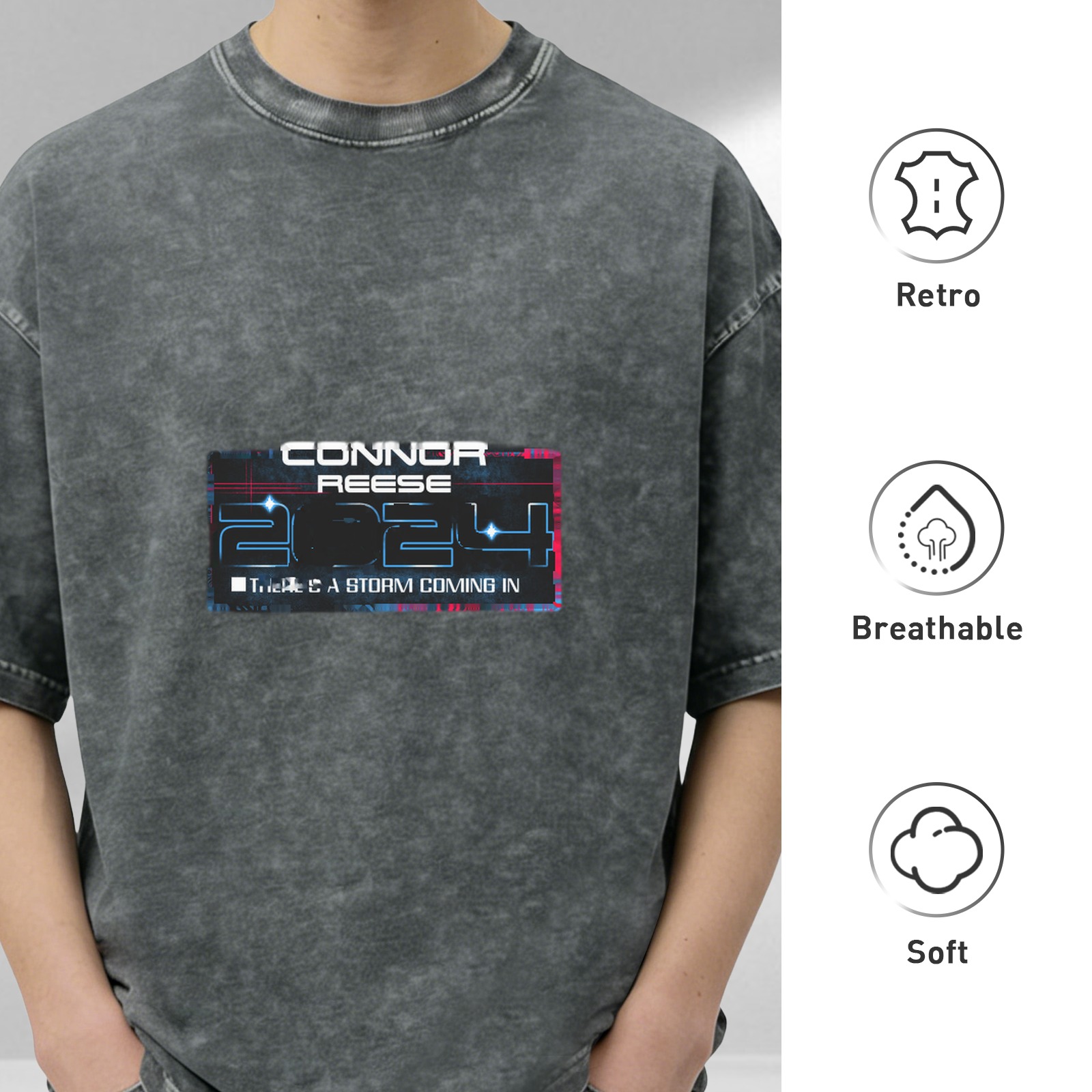 Connor Reese 2024 Storm Coming In Graphic Stonewashed T-Shirt