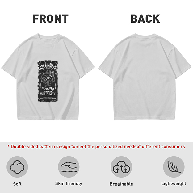Olive T-Shirt with Carl Crawler's Whiskey Cat Graphic Print