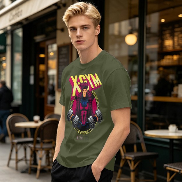 X-GYM Superhero Graphic Tee for Fitness Enthusiasts