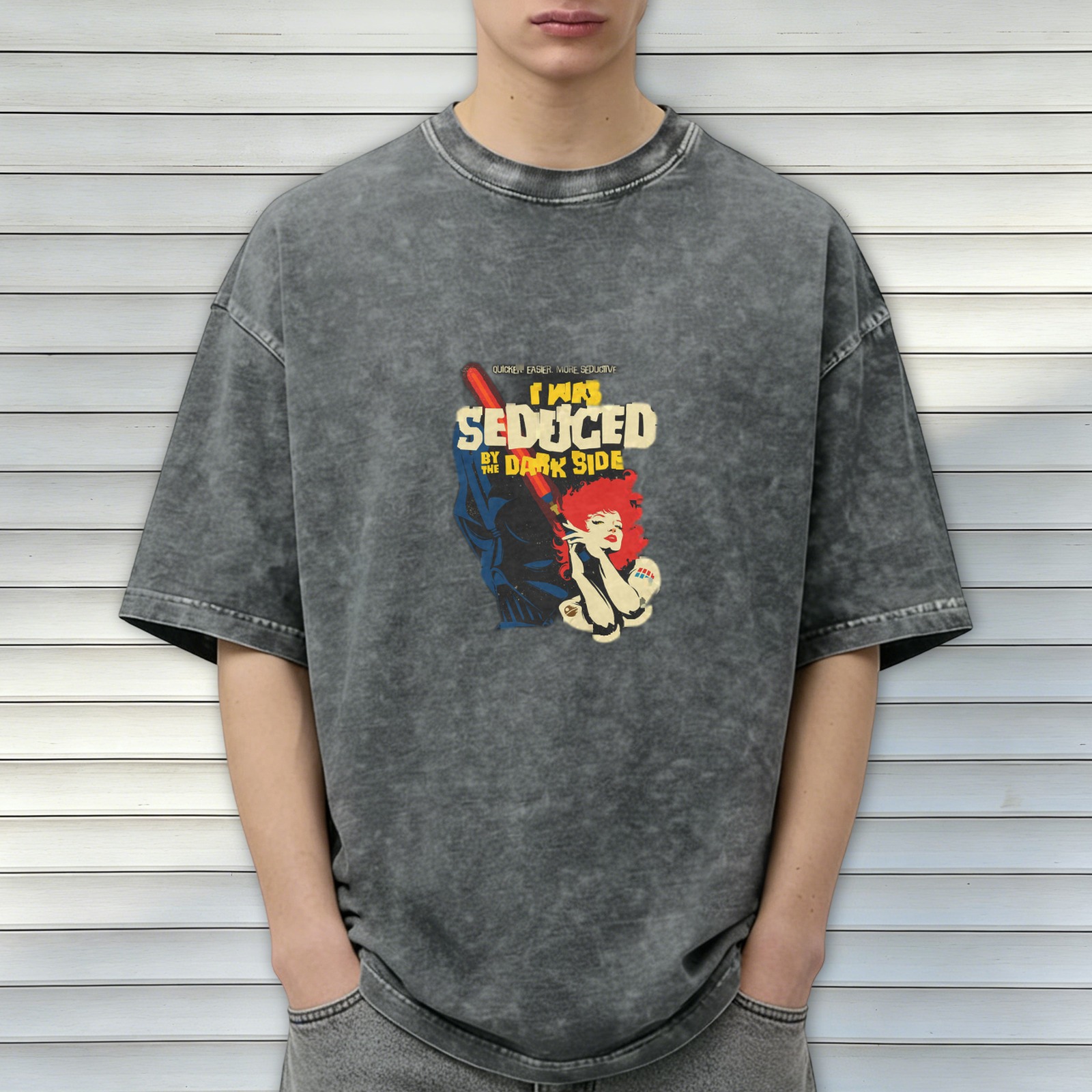 I Was Seduced By The Dark Side Star Wars Inspired Vintage Wash Graphic T-Shirt