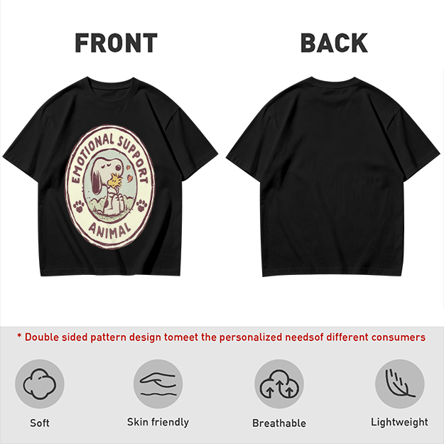 Olive Green Snoopy Emotional Support Animal Graphic T-Shirt